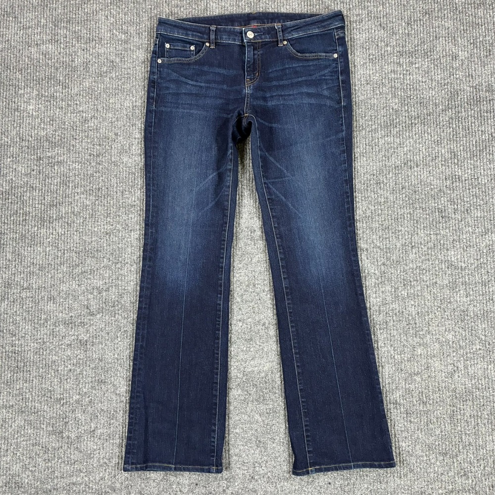 Uniqlo UJ Mens Slim Straight Jeans Size 28x34 Dark Wash Denim Stretch Low Rise